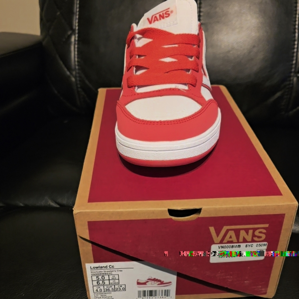 Vans Bold Red and White Lowland CC Sneakers